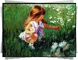 Dziewczynka, Łąka, Kwiatki