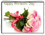 Bukiet, Róż, Dzień, Kobiet, 8 Marca