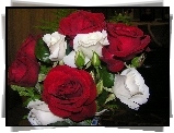 Bukiet, Czerwono, Białych, Róż