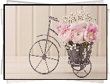 Bukiet, Kwiatów, Doniczka, Rowerek