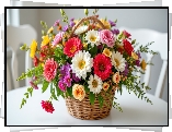 Kwiaty, Bukiet, Koszyk, Grafika AI