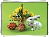 Bukiet, Krokusów, Pisanki, Porcelanowy, Królik