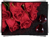 Bukiet, Czerwonych, Róż, Rosa, Serduszka, Walentynki