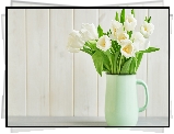 Bukiet, Białe, Tulipany, Dzbanek