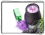 Butelka, Kwiaty, Lawendy, Sól, Fiolet