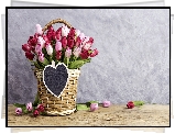 Dekoracja, Koszyk, Papierowe, Kwiaty, Tulipany, Serce