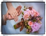 Dłonie, Ślub, Bukiet Kwiatów