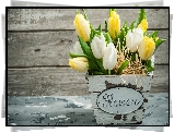 Tulipany, Drewniana, Doniczka