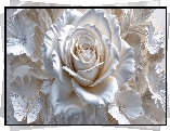 Róża, Biały, Kwiat, Grafika