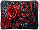 Róże, Czerwone, Mozaika, Grafika