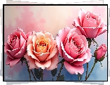 Róże, Kwiaty, Pąk, Grafika