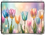 Rozświetlone, Kolorowe, Tulipany, Grafika