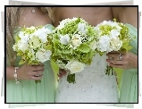 Ślubne, Bukiety, Hortensje, Róże