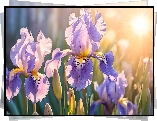 Liliowe, Irysy, Kwiaty, Grafika AI