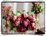Jaskry, Fuksje, Róże, Kolorowe, Bukiety Kwiatów