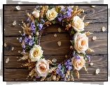 Wianek, Kwiaty, Róże, Kłosy, Deski, Dekoracja
