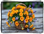 Koszyk, Pomarańczowe, Kwiaty