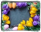 Krokusy, Pisanki, Tabliczka, Ramka