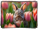 Królik, Tulipany, Różowe