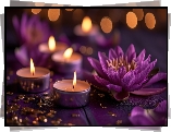Fioletowy, Kwiat, Lilia wodna, Świeczki
