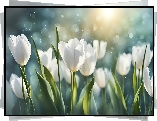 Białe, Tulipany, Grafika, Kwiaty