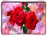 Kwiaty, Róże, Dwie, Czerwone, Grafika