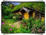 Domek, Kwiaty, Zieleń