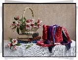 Kwiaty, Bukiet, Alstromeria, Ksiazki, Torebka