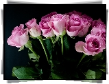 Kwiaty, Bukiet, Różowe, Róże, Tło czarne