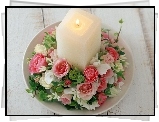 Dekoracja, Kwiaty, Świeca