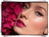 Kobieta, Makijaż, Kwiatki