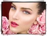 Kobieta, Makijaż, Róże