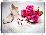 Ślubny, Bukiet, Buty, Obrączki, Poduszeczka, Kompozycja