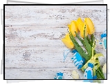Kwiat, Żółte, Tulipany, Pisanki, Zawieszki, Deski, Wielkanoc
