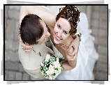 Para, Młoda, Ślub, Bukiet, Radość