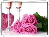 Bukiet, Róż, Szampan