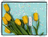 Żółte, Tulipany, Serduszka, Karteczka