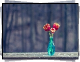 Trzy, Tulipany, Wazon, Rozmyte