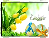 Tulipany, Napis, Jajka, Wielkanoc