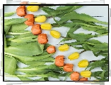 Żółte, Pomarańczowe, Tulipany, Liście