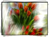 Tulipany, Bukiet, Grafika, Rozmyte tło