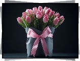 Tulipany, Różowa, Wstążka