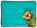 Żółte, Różowe, Tulipany, Turkusowe, Deski