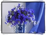 Wazon, Bukiet, Niebieskich, Kwiatów