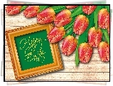 Wielkanoc, Tulipany, Napis, Ramka, Grafika 2D