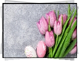 Wielkanoc, Tulipany, Krople, Pisanki