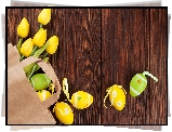 Wielkanoc, Pisanki, Żółte, Tulipany
