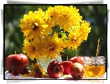 Zolte, Kwiaty, Bukiet, Jablka, Miod